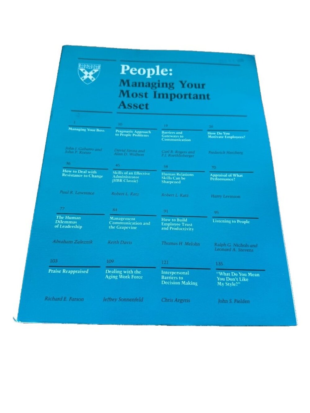 People Managing Your Most Important Asset Harvard Business Review Classic 98